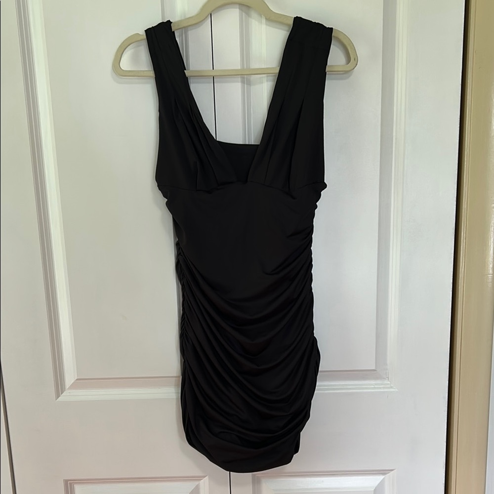 Black Ruched Mini Dress